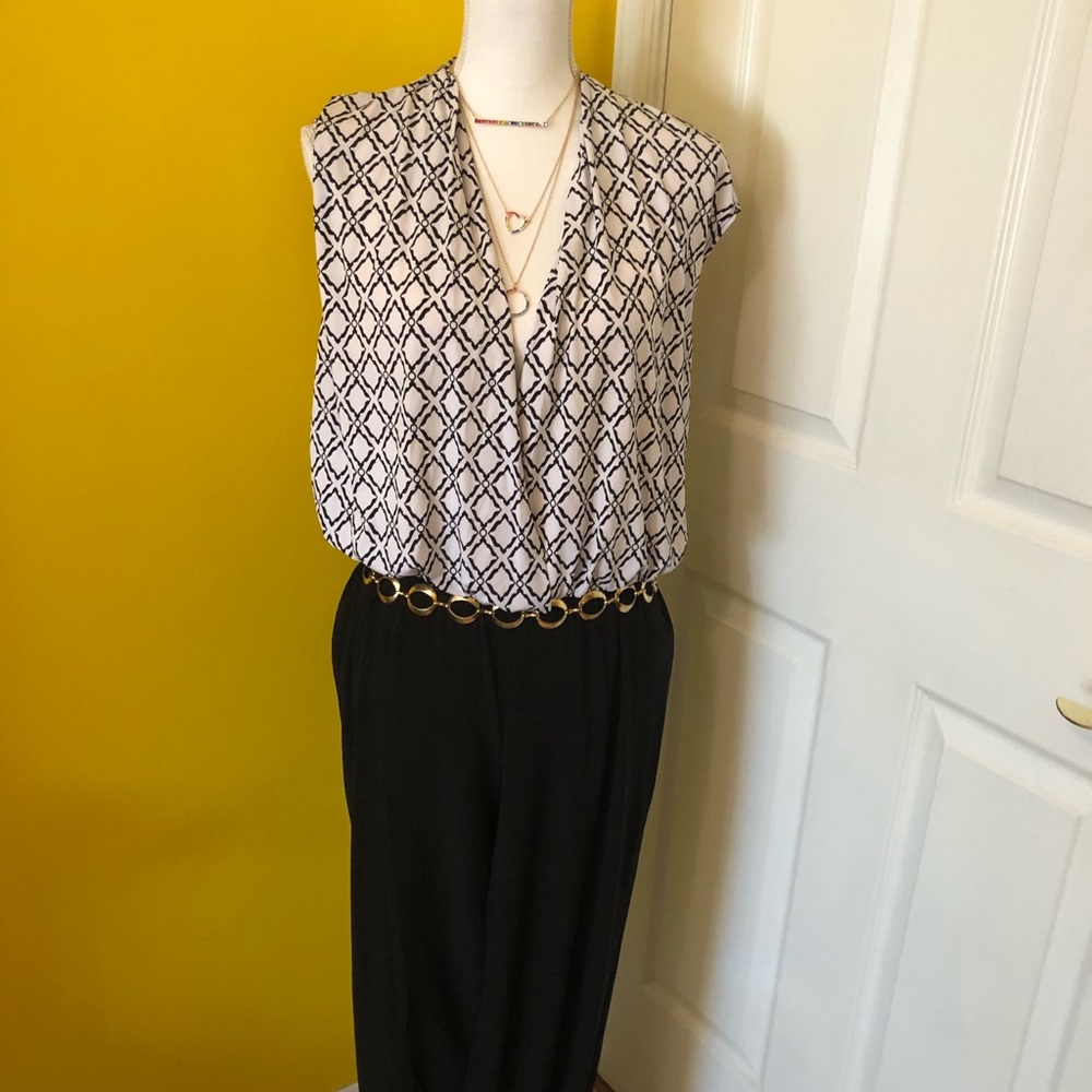 NWT Peter Nygard Blue Geometric Pantsuit Sz M